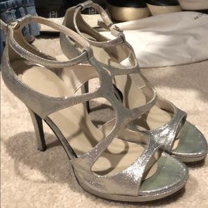 Silver Stuart Weitzman Strappy Heels Size 37 7
